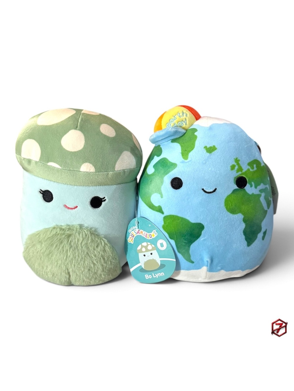Squishmallows 7.5” Roman Earth Day & Bo Lynn Mushroom Plush Lot Tags